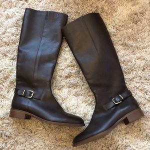JCrew brown leather saddle boots